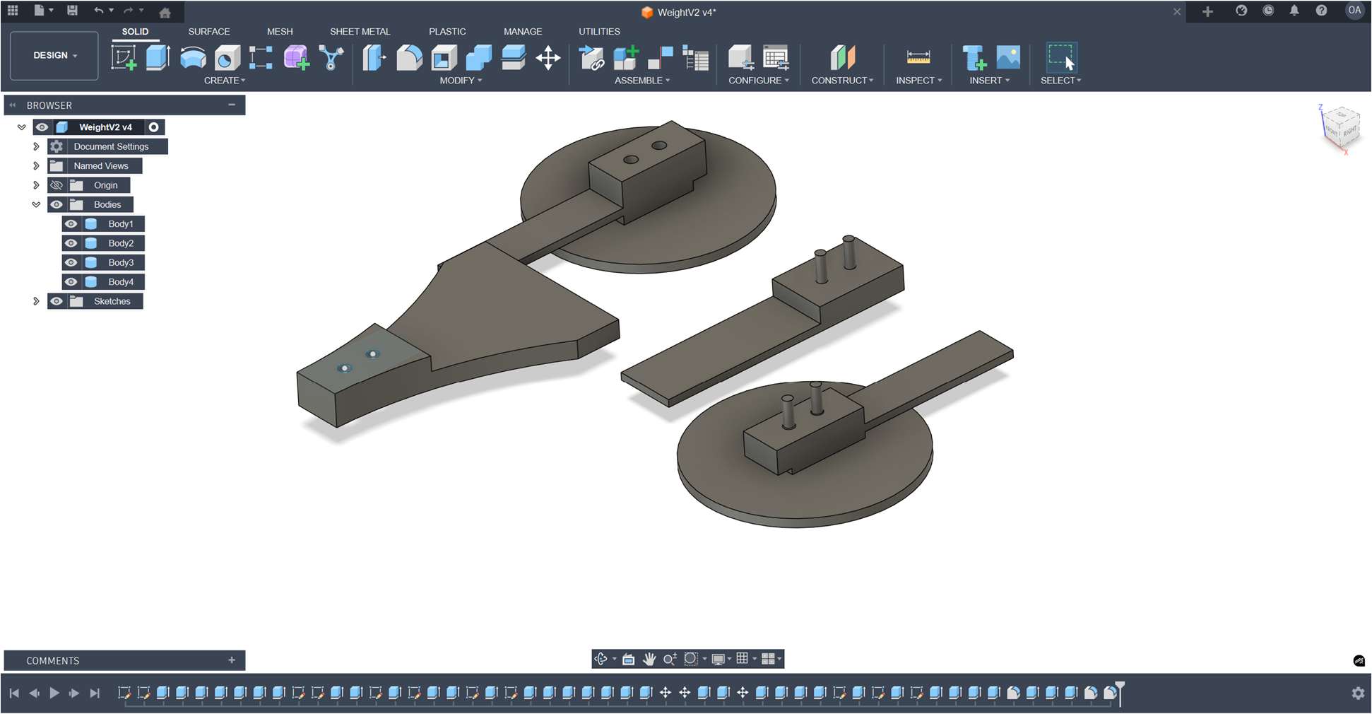 Fusion 360 CAD model of load-cell platform parts